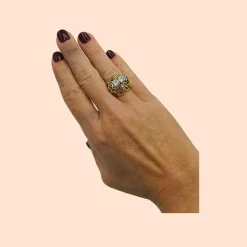 Bague Cocktail Années 50 Or Jaune Diamants