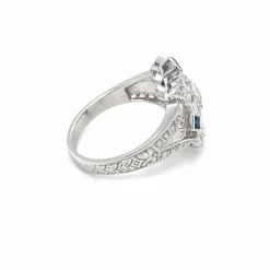 Bague cocktail Art Déco Diamant Saphir