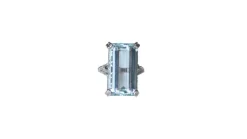 Bague Cocktail Art Déco platine, aigue-marine & diamants
