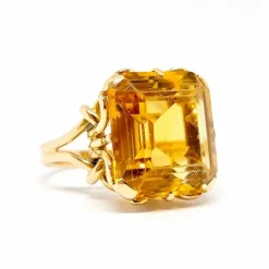Bague cocktail citrine or jaune