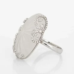 Bague Cocktail cristal de roche et diamant