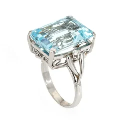 Bague Cocktail diamants aigue-marine 10 cts