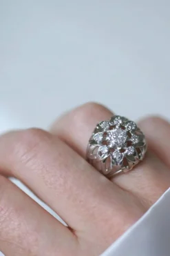 Bague Cocktail Diamants Or Blanc et Platine