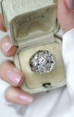 Bague Cocktail Diamants Or Blanc et Platine