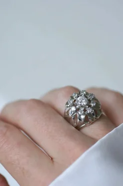 Bague Cocktail Diamants Or Blanc et Platine
