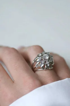 Bague Cocktail Diamants Or Blanc et Platine
