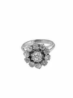 Bague cocktail en or blanc certifiée HRD avec diamants
