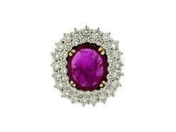 Bague cocktail en or blanc, diamants et rubis 3.40cts certificat IGI