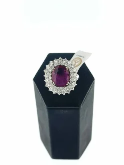 Bague cocktail en or blanc, diamants et rubis 3.40cts certificat IGI