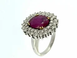 Bague cocktail en or blanc, diamants et rubis 3.40cts certificat IGI