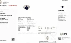 Bague cocktail en or blanc avec iolite et diamants certificat IGI