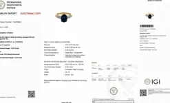 Bague cocktail en or jaune et blanc, diamants et saphir 2.5ct certificat IGI