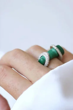 Bague Cocktail Gucci, malachite et diamants sur or blanc