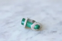 Bague Cocktail Gucci, malachite et diamants sur or blanc