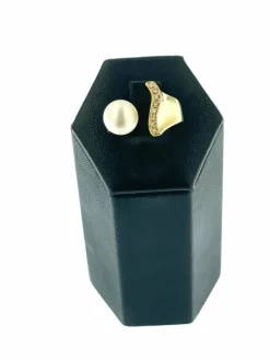 Bague cocktail italienne en or jaune avec diamants et perles