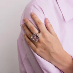 Bague cocktail Kunzite Or blanc