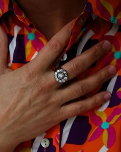 Bague cocktail Marguerite 1950 Or Diamants