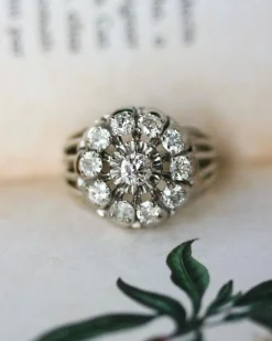 Bague cocktail Marguerite 1950 Or Diamants