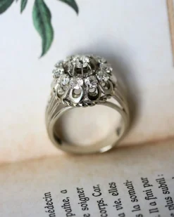 Bague cocktail Marguerite 1950 Or Diamants