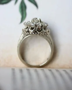 Bague cocktail Marguerite 1950 Or Diamants