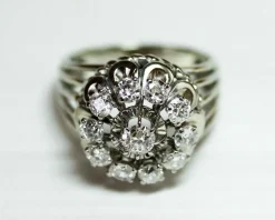 Bague cocktail Marguerite 1950 Or Diamants