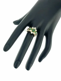 Bague cocktail émeraudes et diamants certificat IGI