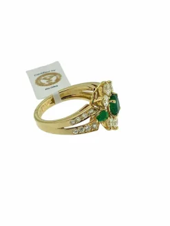 Bague cocktail émeraudes et diamants certificat IGI