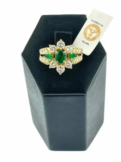 Bague cocktail émeraudes et diamants certificat IGI