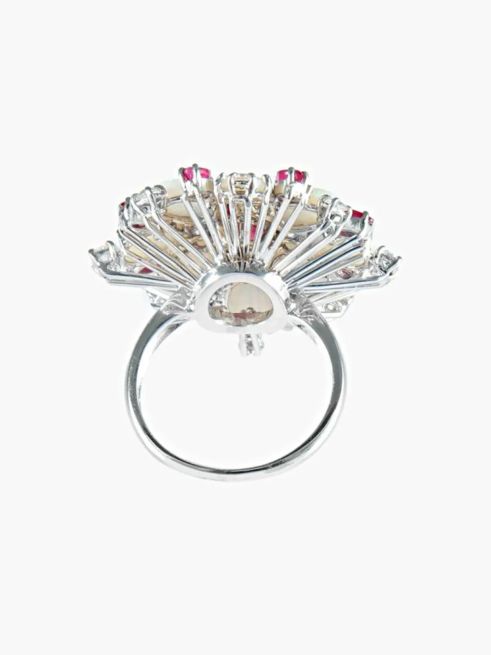 Bague Cocktail Opales Rubis Diamants
