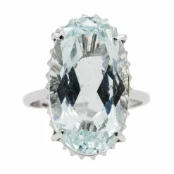 Bague Cocktail Or blanc Aigue-marine
