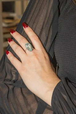 Bague Cocktail Or blanc Aigue-marine