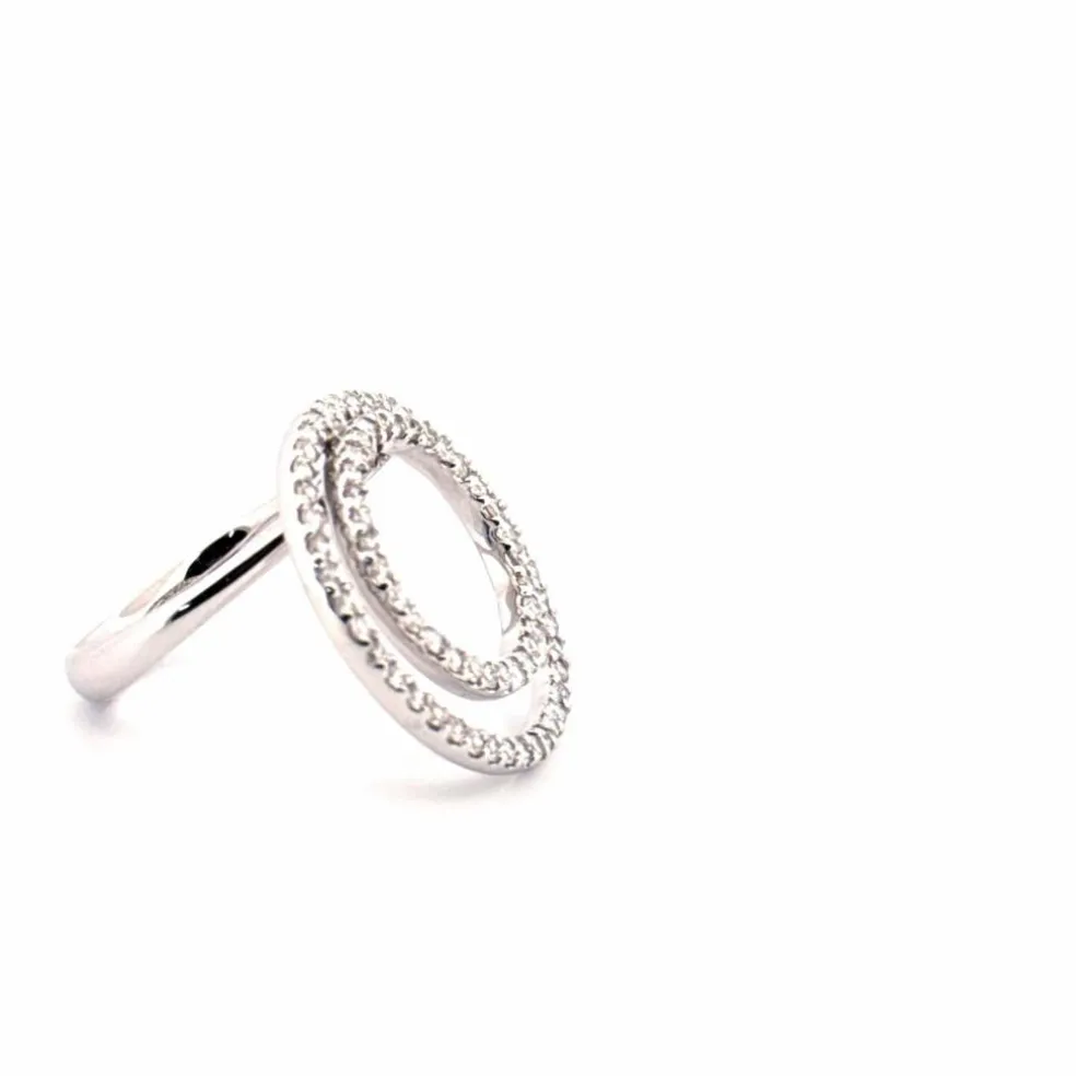 Bague Cocktail Or Blanc 18k & Diamants