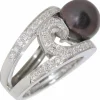 Bague cocktail Or blanc Perle Diamants