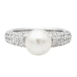 Bague Cocktail Or blanc Perle