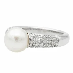 Bague Cocktail Or blanc Perle