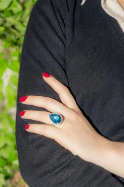 Bague Cocktail Or blanc Topaze