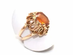 Bague cocktail or jaune 750 mil et citrine