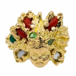 Bague Cocktail Or jaune Corail