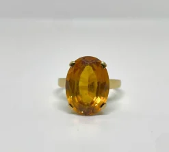 Bague cocktail or jaune citrine 7 carats