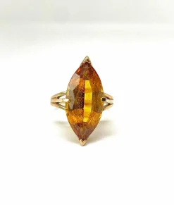 Bague cocktail or jaune citrine