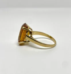 Bague cocktail or jaune citrine 7 carats