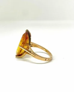 Bague cocktail or jaune citrine