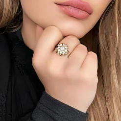 Bague Cocktail or jaune diamants