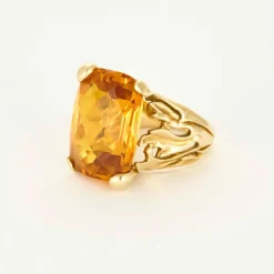 Bague Cocktail or jaune et citrine