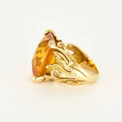 Bague Cocktail or jaune et citrine