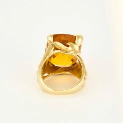 Bague Cocktail or jaune et citrine