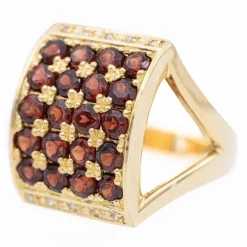 Bague Cocktail Or jaune Grenat