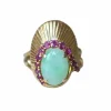 Bague Cocktail or jaune jade rubis