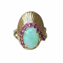 Bague Cocktail or jaune jade rubis