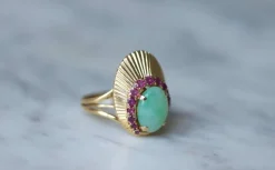 Bague Cocktail or jaune jade rubis